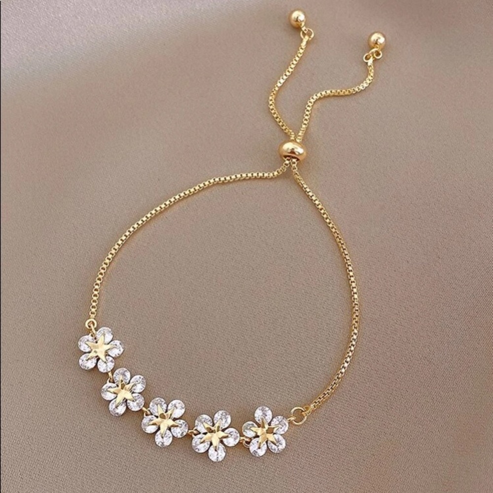 Diamond Multi Flower Infinity Bracelet